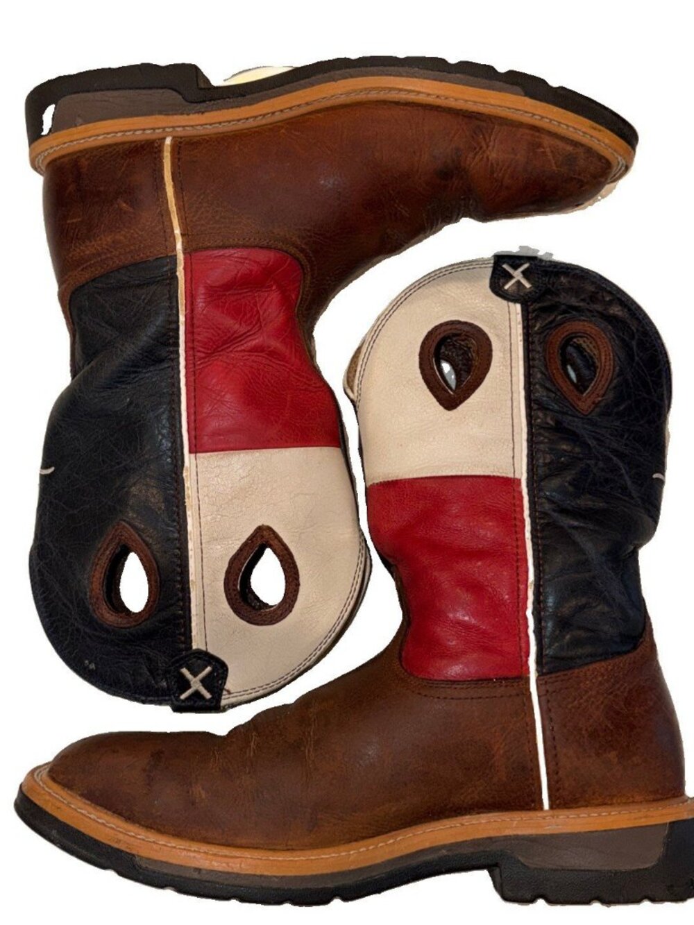 Twisted X Work Boots Mens Lite Steel Toe Texas Flag Brown MLCS007 10.5 D